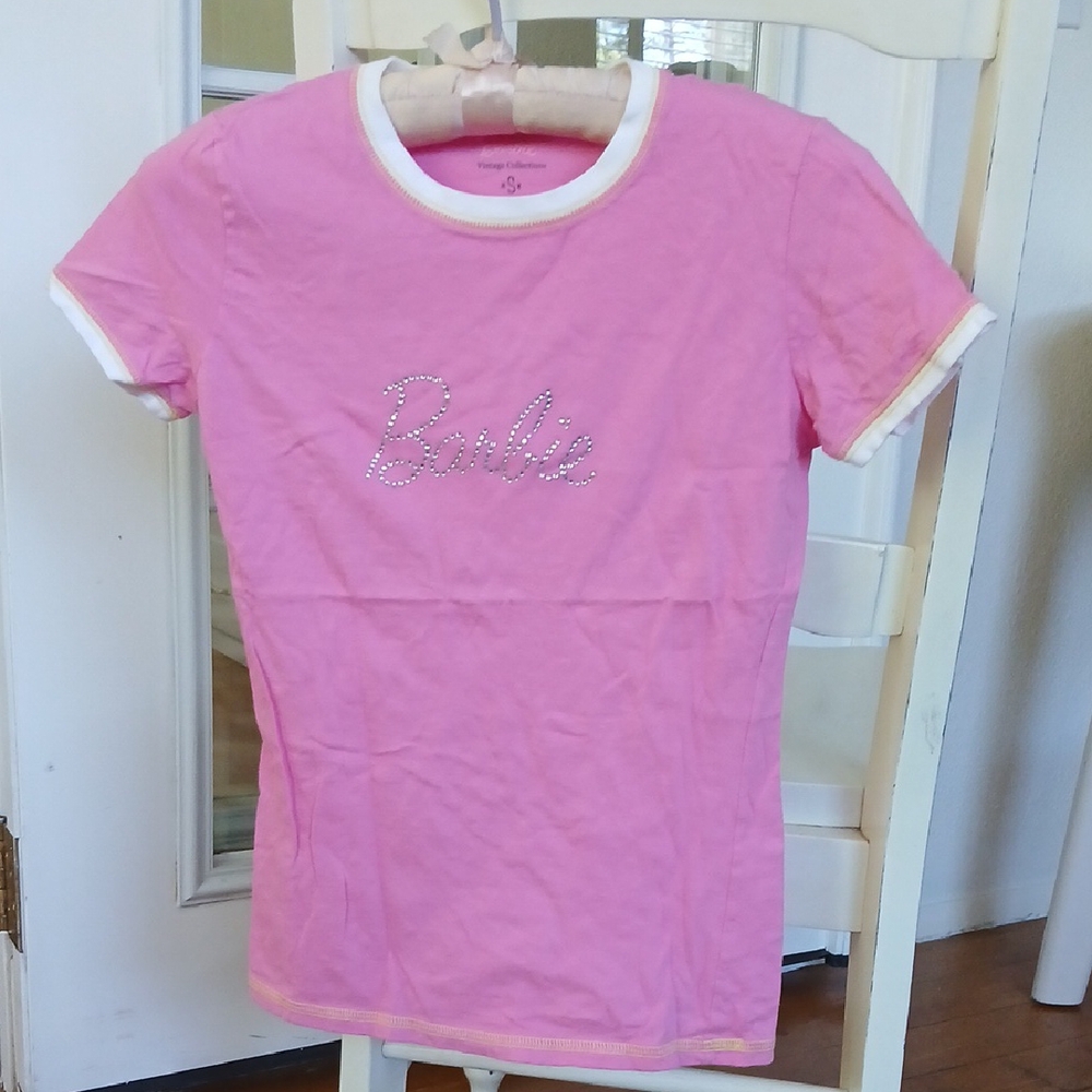 Barbie Pink Short Sleeve Tee Rhinestone Accent